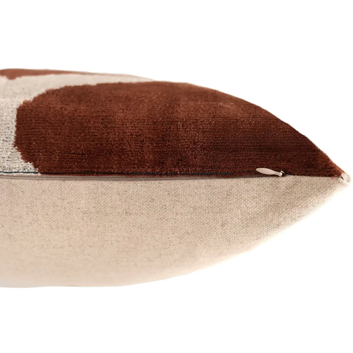 Handmade Brown Silk Velvet Pillow 20x20 – Geometric Modern Designer Cushion - Canvello
