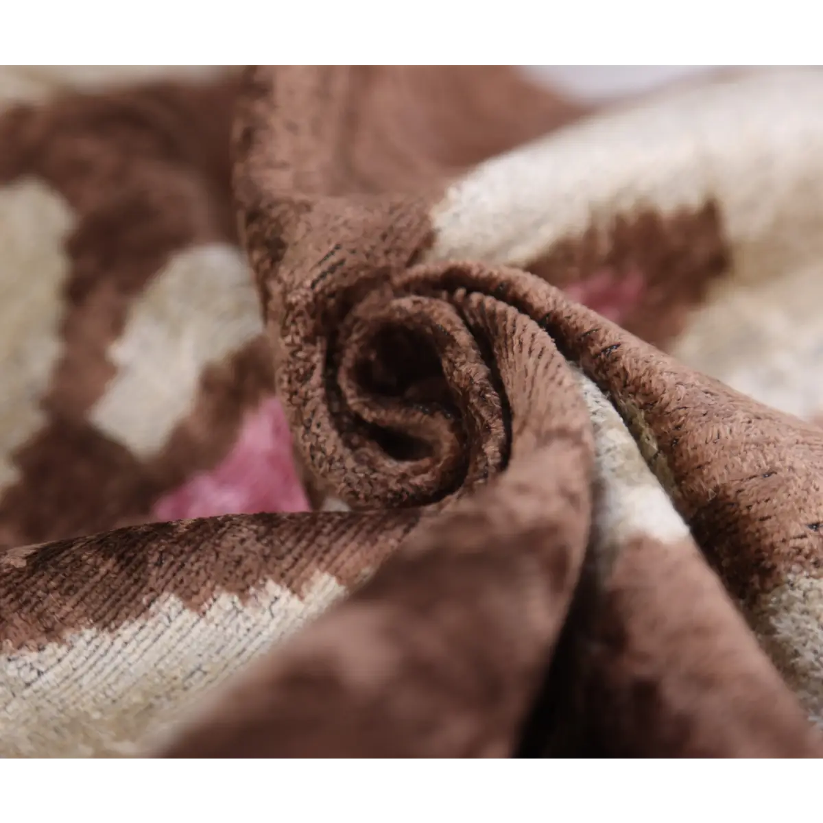 Handmade Brown Velvet Lumbar Pillow 16x24 – Ivory & Pink Arch Motif Designer Cushion - Canvello