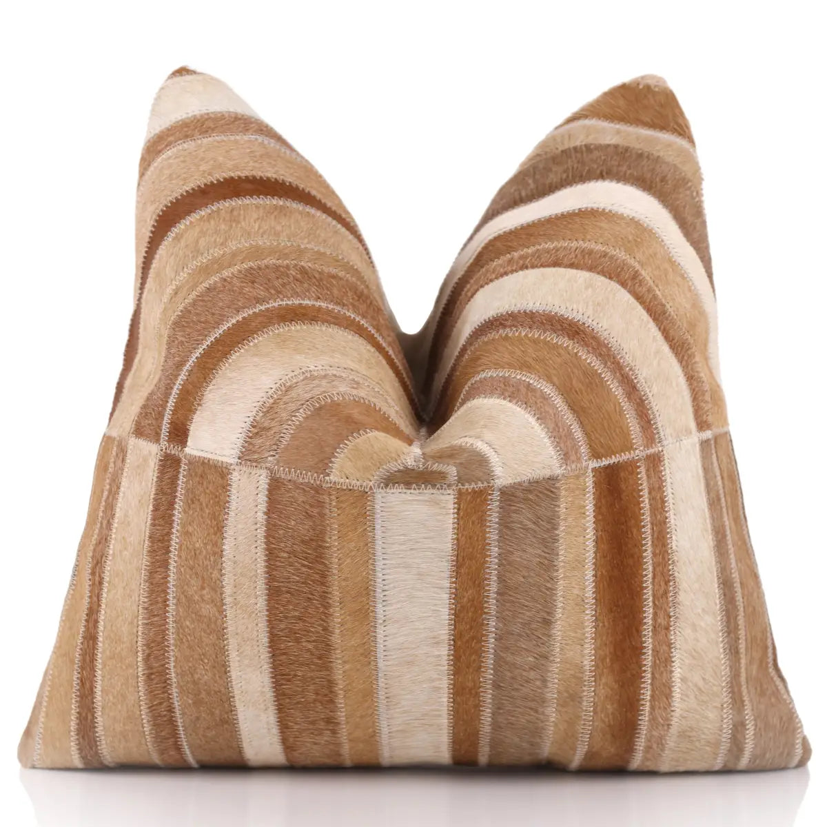 Handmade Cowhide Leather Patchwork Pillow 18x18 Inch - Real Hair-On Hide with Linen Back - Canvello