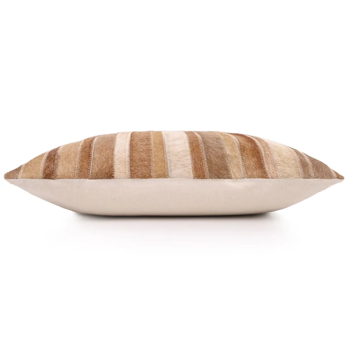 Handmade Cowhide Leather Patchwork Pillow 18x18 Inch - Real Hair-On Hide with Linen Back - Canvello