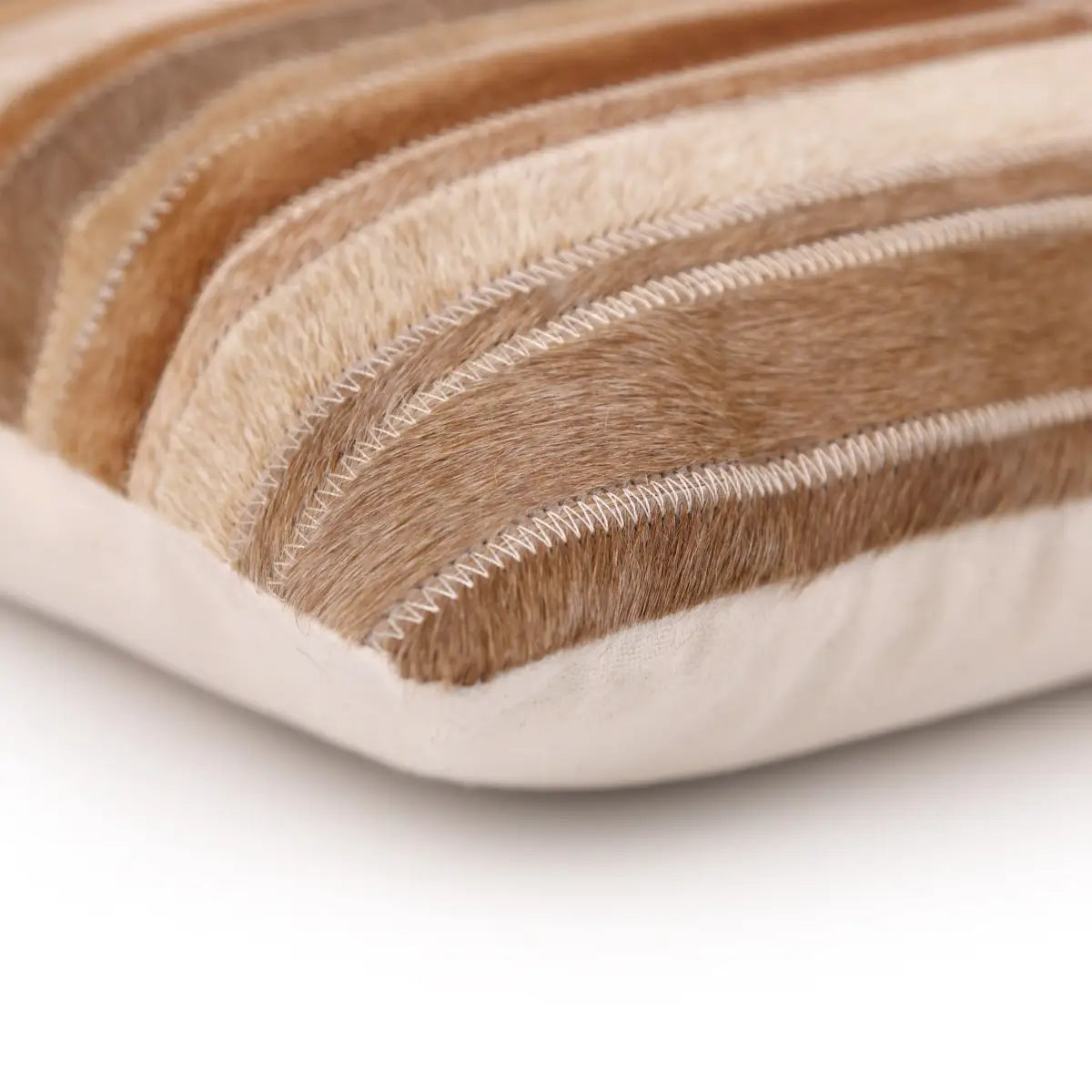 Handmade Cowhide Leather Patchwork Pillow 18x18 Inch - Real Hair-On Hide with Linen Back - Canvello