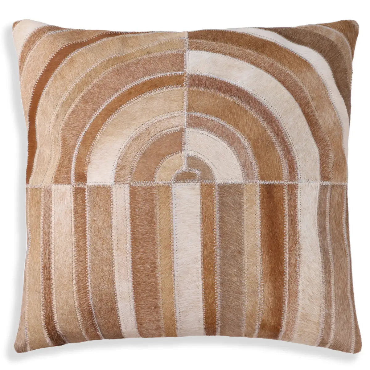 Handmade Cowhide Leather Patchwork Pillow 18x18 Inch - Real Hair-On Hide with Linen Back - Canvello