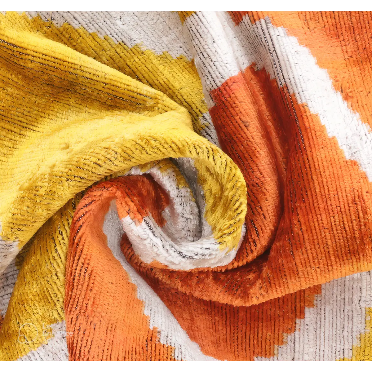 Handmade Fall Silk Velvet Throw Pillow - 16x24 Orange and Yellow Geometric Design with Down Feather Insert - Canvello