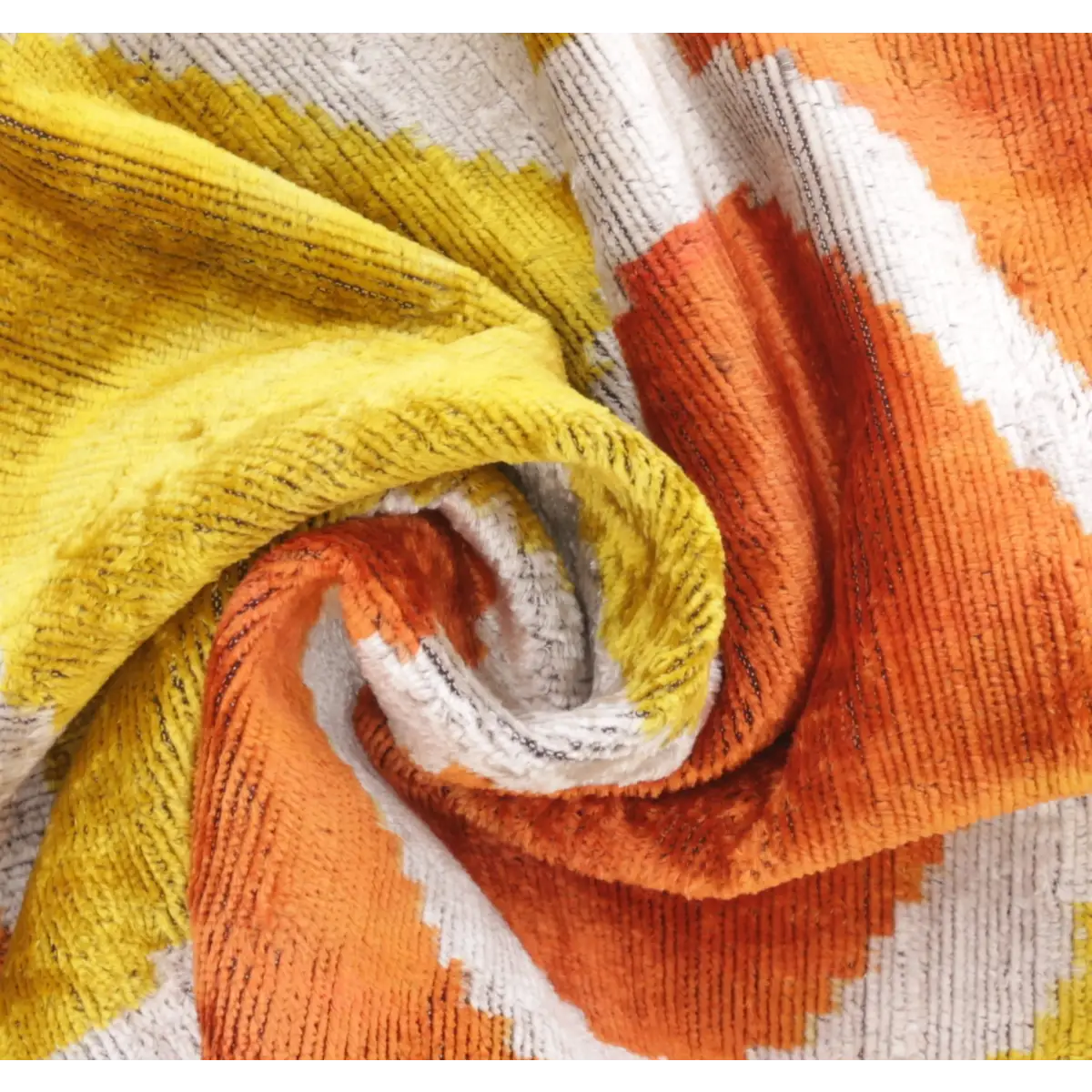 Handmade Fall Silk Velvet Throw Pillow - 16x24 Orange and Yellow Geometric Design with Down Feather Insert - Canvello