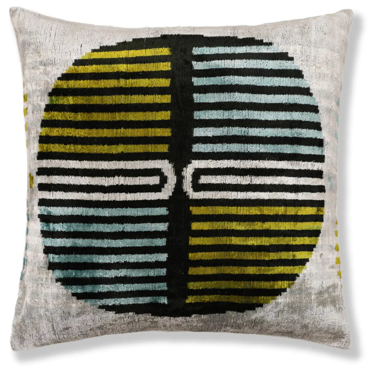 Handmade Geometric Silk Velvet Lumbar Pillow 20x20 Inch - Canvello