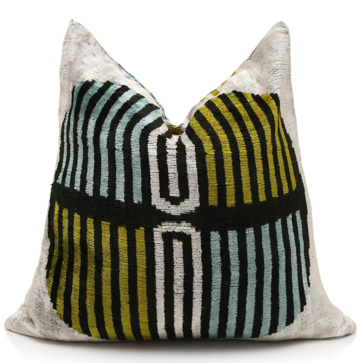 Handmade Geometric Silk Velvet Lumbar Pillow 20x20 Inch - Canvello