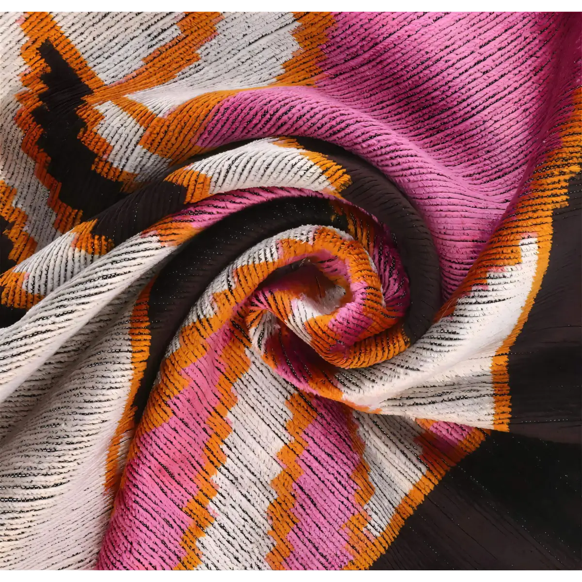 Handmade Geometric Silk Velvet Throw Pillow - 16x24 Pink and Orange Modern Design with Down Feather Insert - Canvello