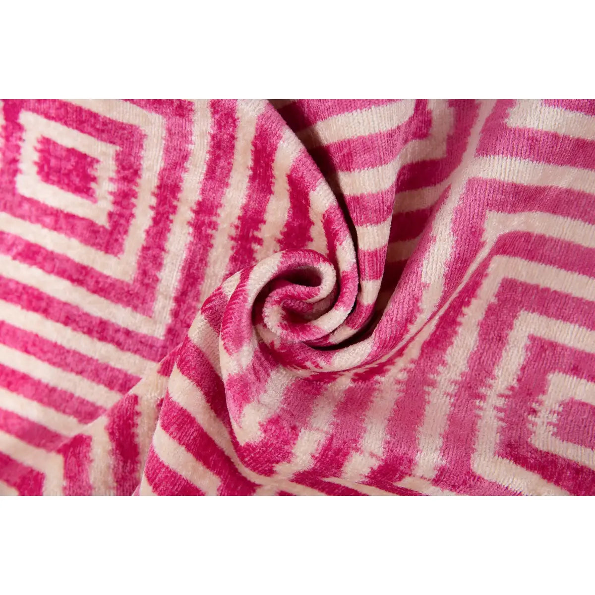 Luxury Silk Velvet Throw Pillow - Modern Pink & Beige Geometric Lumbar 16x24’’ - Canvello