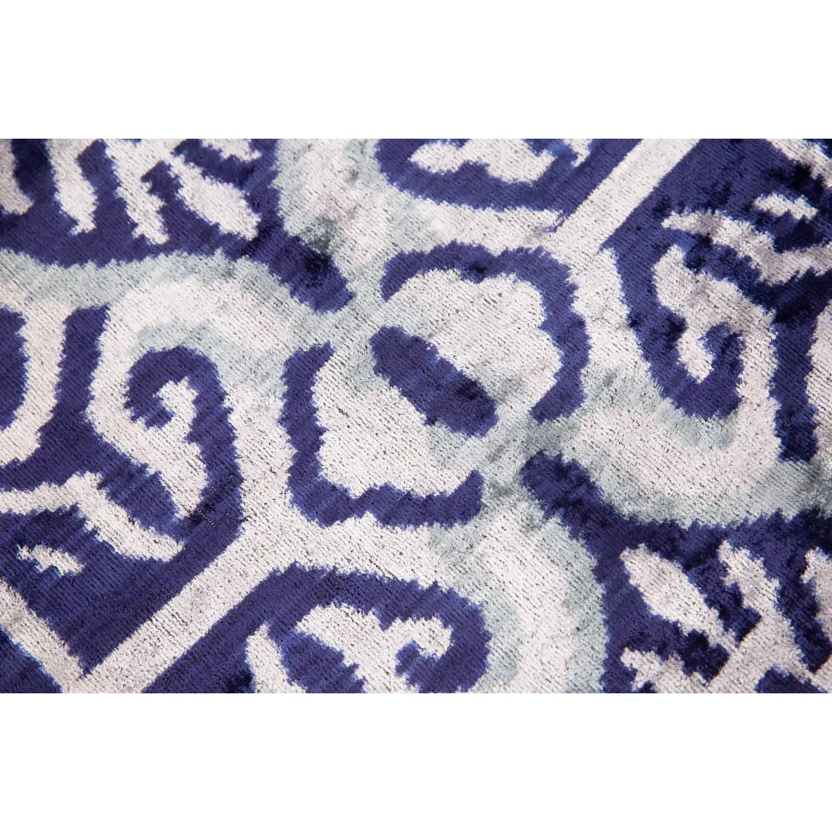 Luxury Silk Velvet Pillow - Blue & Gray Ethnic Geometric Lumbar 16x24’’ - Canvello