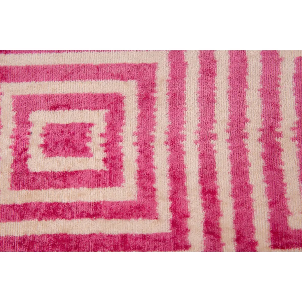 Luxury Silk Velvet Throw Pillow - Modern Pink & Beige Geometric Lumbar 16x24’’ - Canvello