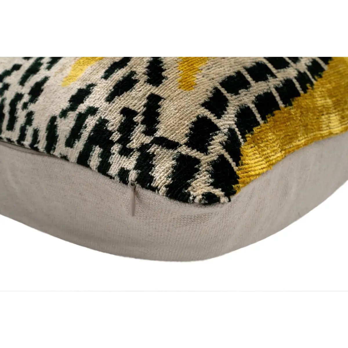 Handmade Gold Green Geometric Design Throw Pillow - 16x24 inch Vegetable Dyed with Premium Down Feather Insert