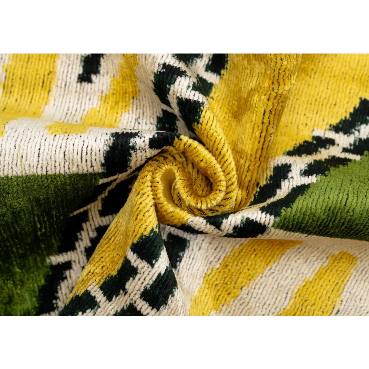Handmade Gold Green Geometric Design Throw Pillow - 16x24 inch Vegetable Dyed with Premium Down Feather Insert