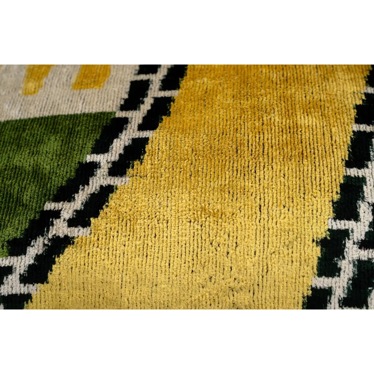 Handmade Gold Green Geometric Design Throw Pillow - 16x24 inch Vegetable Dyed with Premium Down Feather Insert
