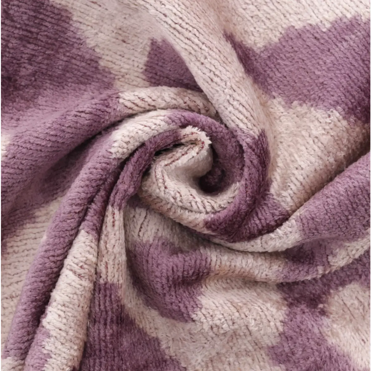 Handmade Ikat Silk Velvet Throw Pillow - 16x24 Lavender and Cream Luxury Cushion with Down Feather Insert - Canvello