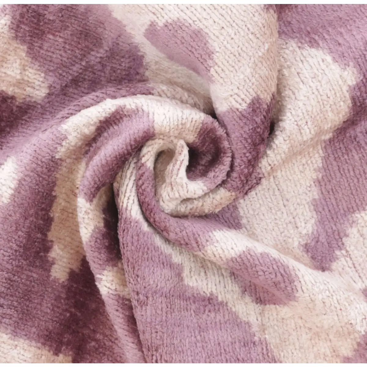 Handmade Ikat Silk Velvet Throw Pillow - 16x24 Lavender and Cream Luxury Cushion with Down Feather Insert - Canvello