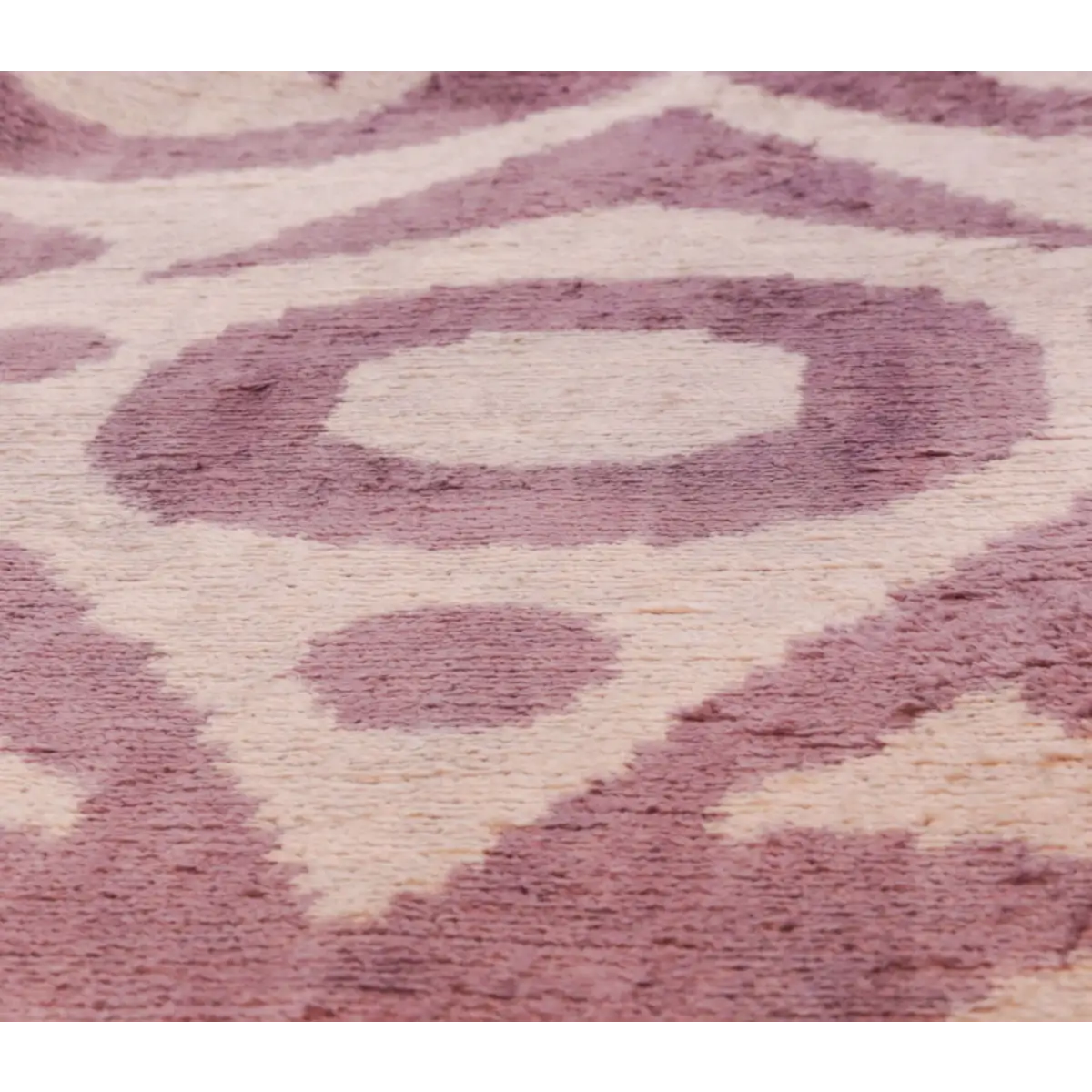 Handmade Ikat Silk Velvet Throw Pillow - 16x24 Lavender and Cream Luxury Cushion with Down Feather Insert - Canvello