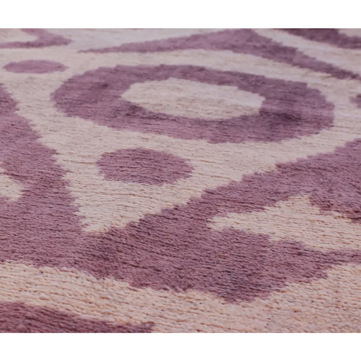 Handmade Ikat Silk Velvet Throw Pillow - 16x24 Lavender and Cream Luxury Cushion with Down Feather Insert - Canvello