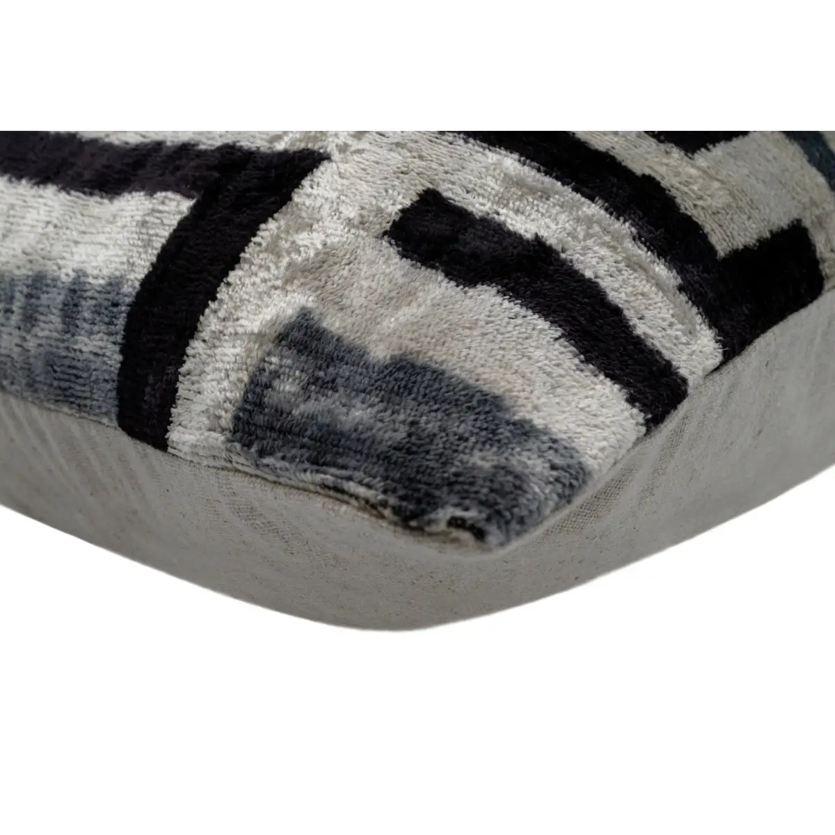 Handmade Luxury Black White Gray Decorative Pillow Cover & Premium Down Feather Insert |Made in USA| Soft Velvet Silk