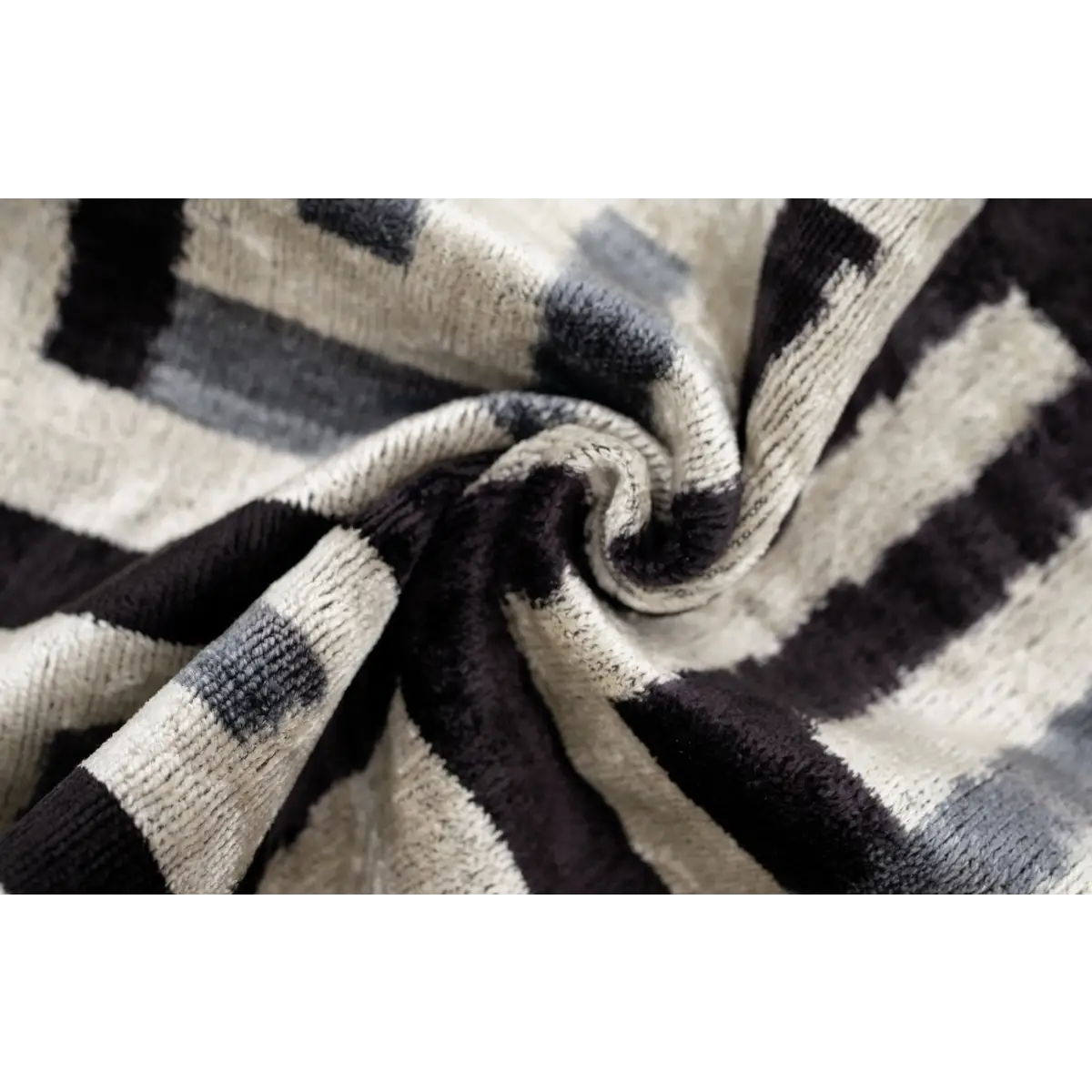 Handmade Luxury Black White Gray Decorative Pillow Cover & Premium Down Feather Insert |Made in USA| Soft Velvet Silk