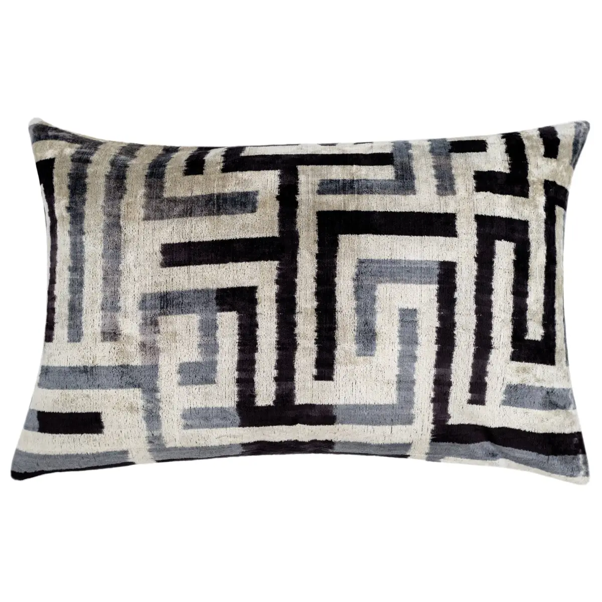 Handmade Luxury Black White Gray Decorative Pillow Cover & Premium Down Feather Insert |Made in USA| Soft Velvet Silk