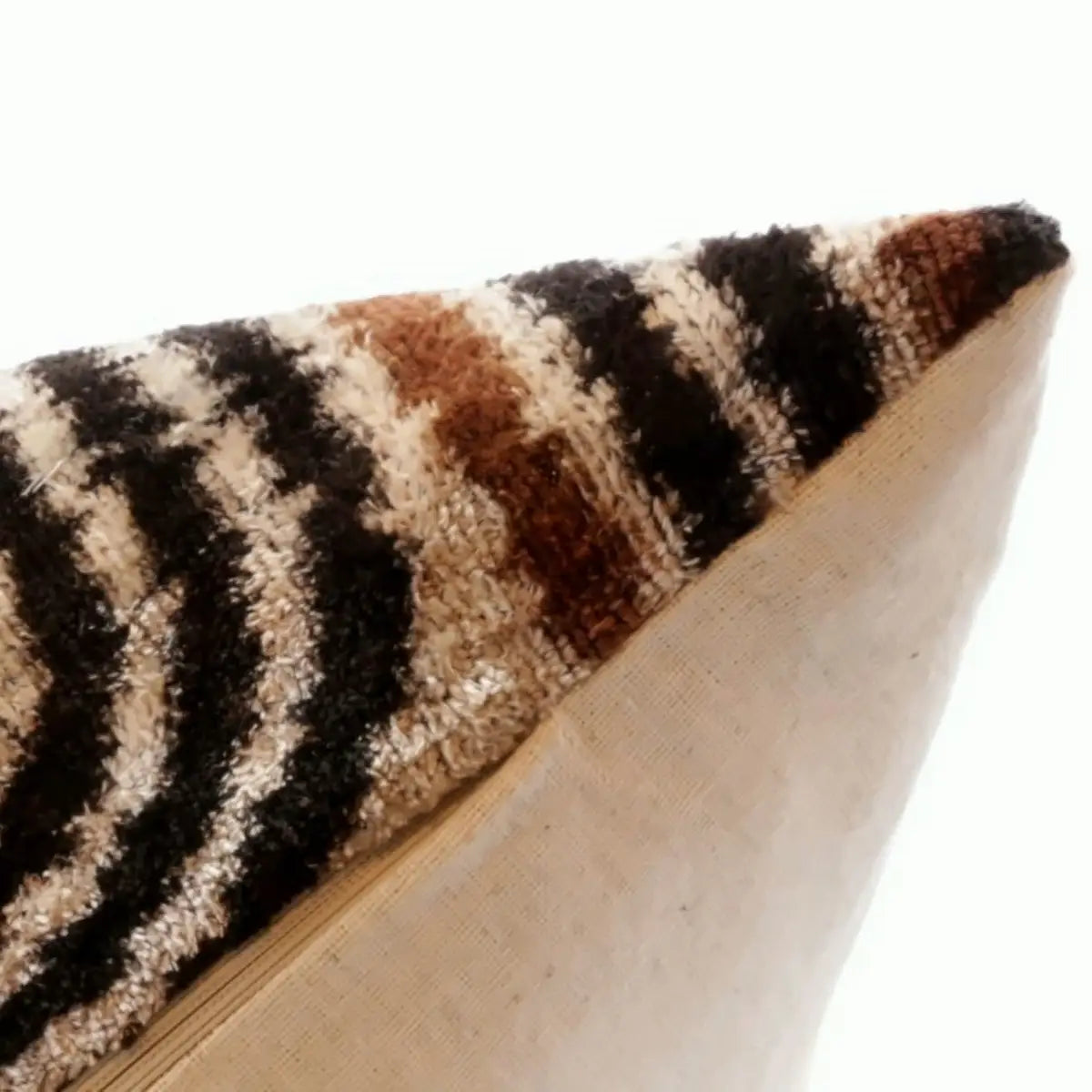 Handmade Modern Geometric Silk Velvet Throw Pillow - 16x24 Black and Cream with Down Feather Insert - Canvello