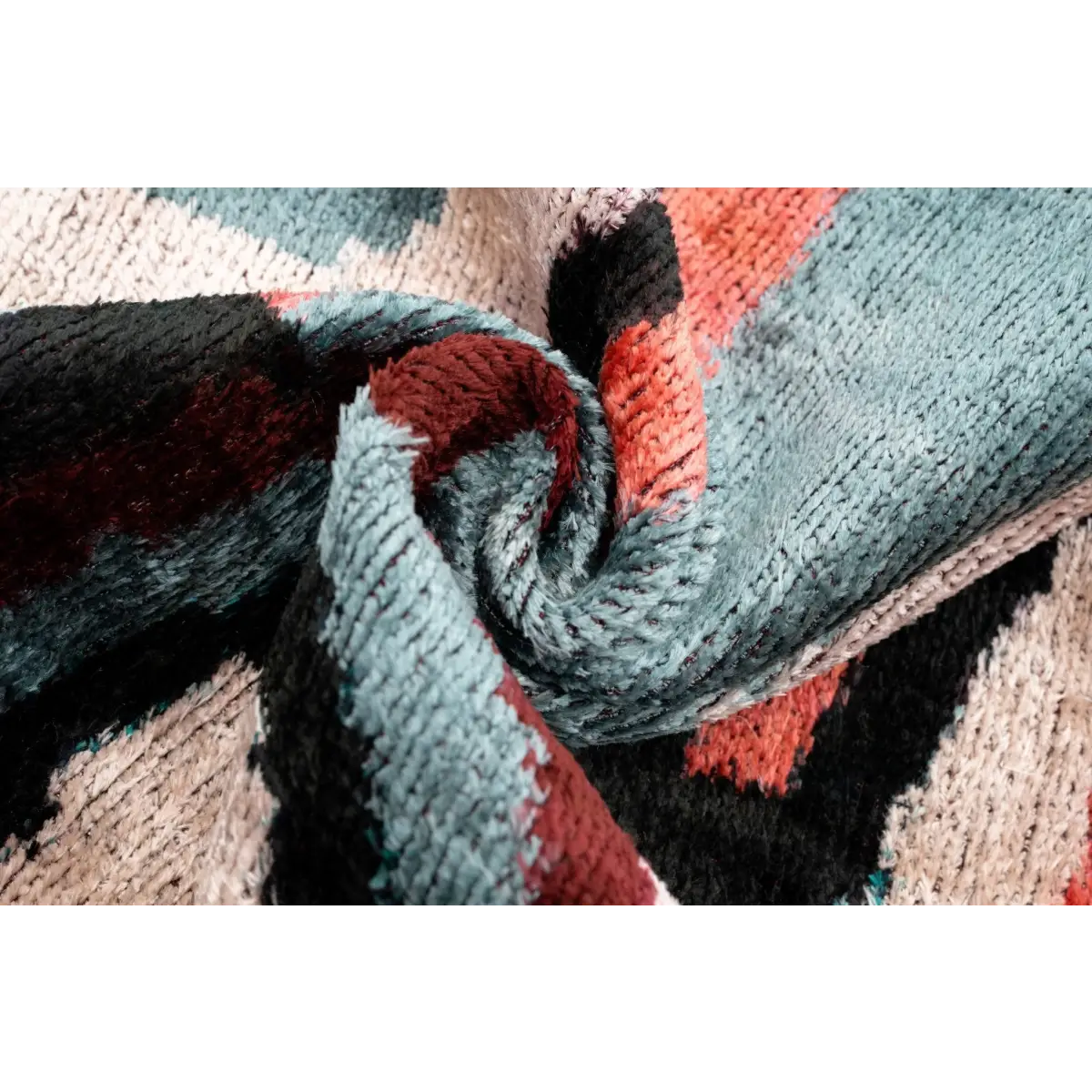 Handmade Multicolor Abstract Design Throw Pillow - 16x24 inch Silk Velvet Vegetable Dyed with Premium Down Feather