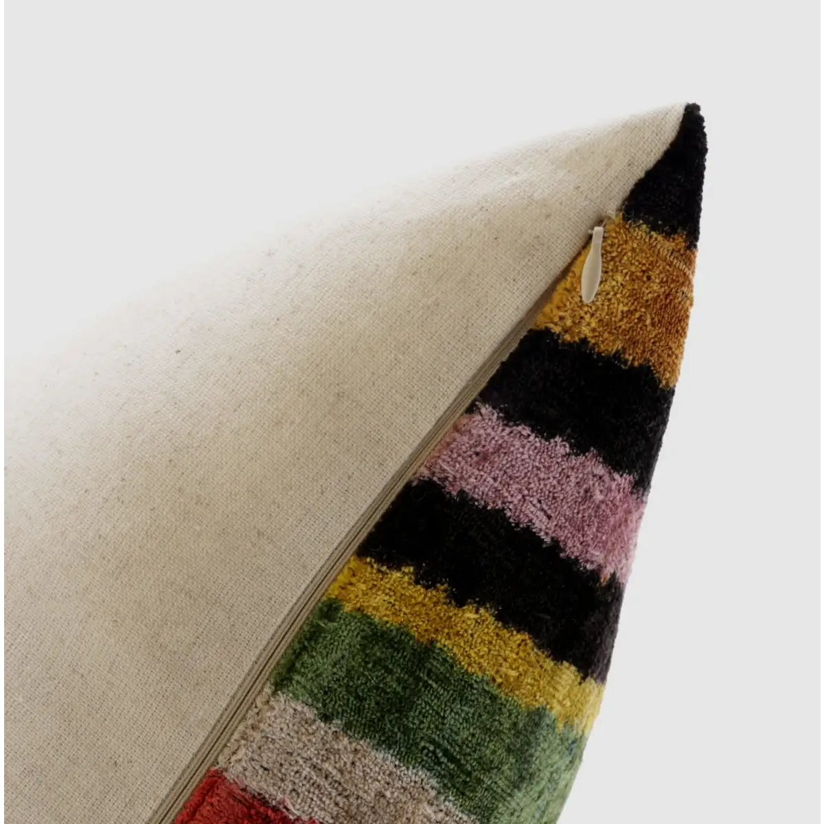 Handmade Multicolored Striped Silk Velvet Throw Pillow - 16x24 Luxury Cushion with Down Feather Insert - Canvello