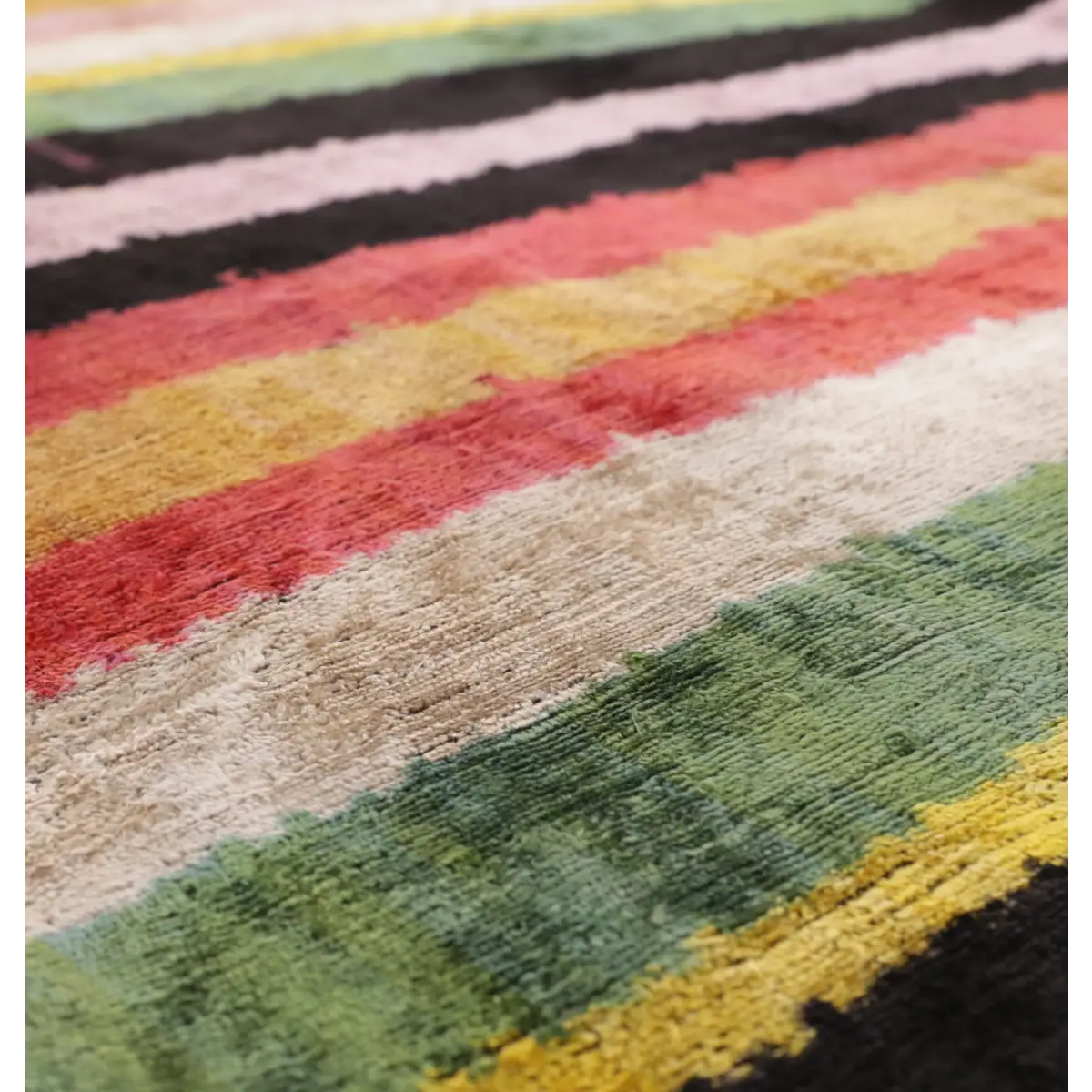 Handmade Multicolored Striped Silk Velvet Throw Pillow - 16x24 Luxury Cushion with Down Feather Insert - Canvello