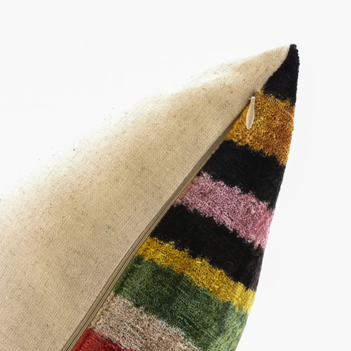 Handmade Multicolored Striped Silk Velvet Throw Pillow - 16x24 Luxury Cushion with Down Feather Insert - Canvello