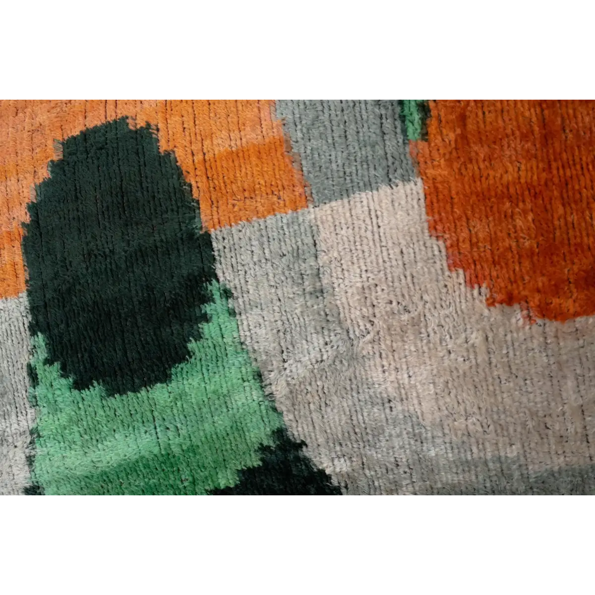 Handmade Orange Black Green Abstract Design Throw Pillow - 16x24 inch Silk Velvet Vegetable Dyed with Premium Down