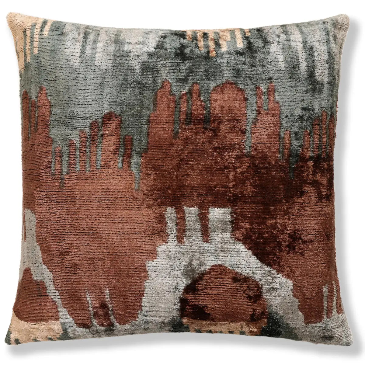 Handmade Organic Silk Velvet Pillow 20x20 - Earthy Modern Design - Canvello