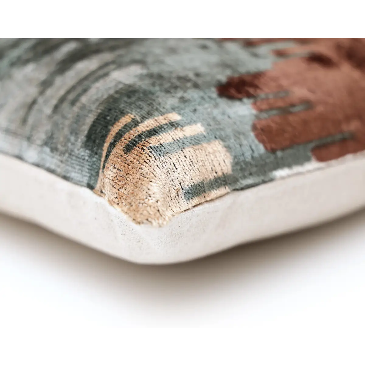 Handmade Organic Silk Velvet Pillow 20x20 - Earthy Modern Design - Canvello