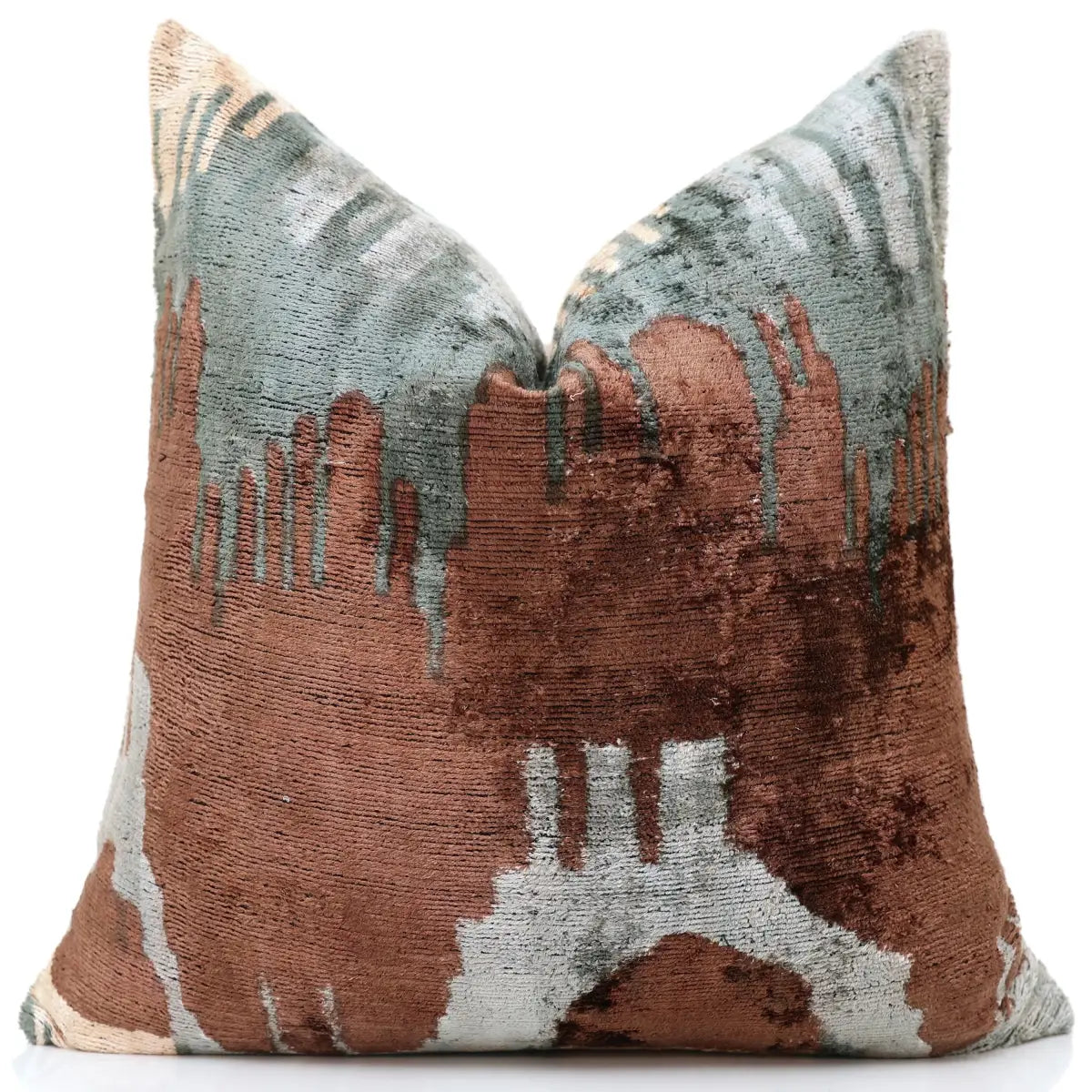 Handmade Organic Silk Velvet Pillow 20x20 - Earthy Modern Design - Canvello