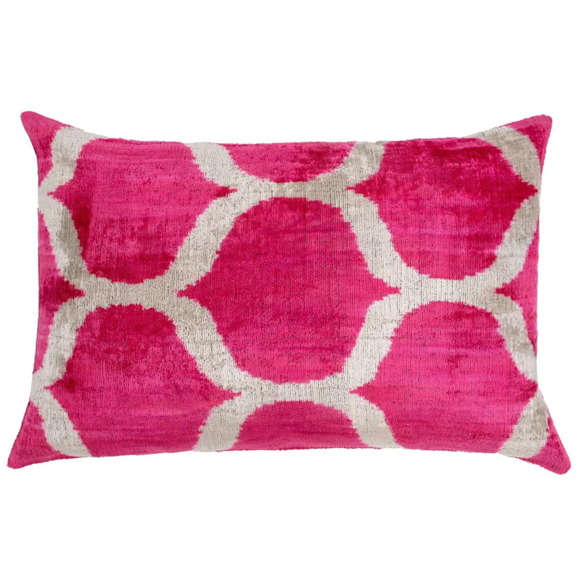 Handmade Pink Geometric Design Throw Pillow - 16x24 inch Vegetable Dyed with Premium Down Feather Insert - Canvello