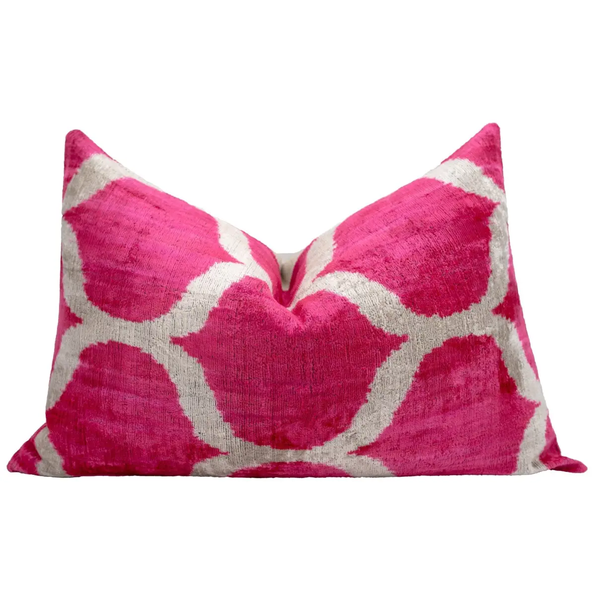 Handmade Pink Geometric Design Throw Pillow - 16x24 inch Vegetable Dyed with Premium Down Feather Insert - Canvello