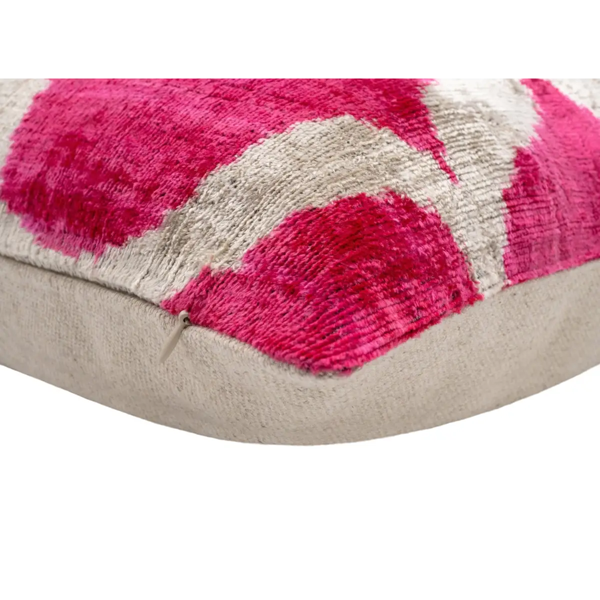 Handmade Pink Geometric Design Throw Pillow - 16x24 inch Vegetable Dyed with Premium Down Feather Insert - Canvello