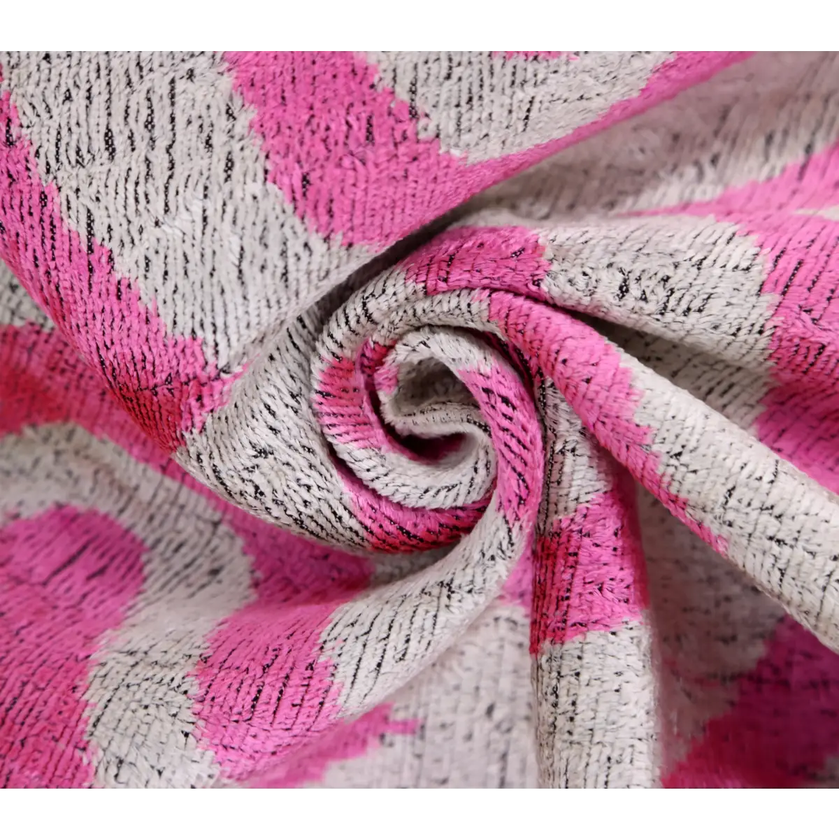 Handmade Pink Geometric Velvet Lumbar Pillow 16x24 – Luxury Silk Ikat Cushion - Canvello