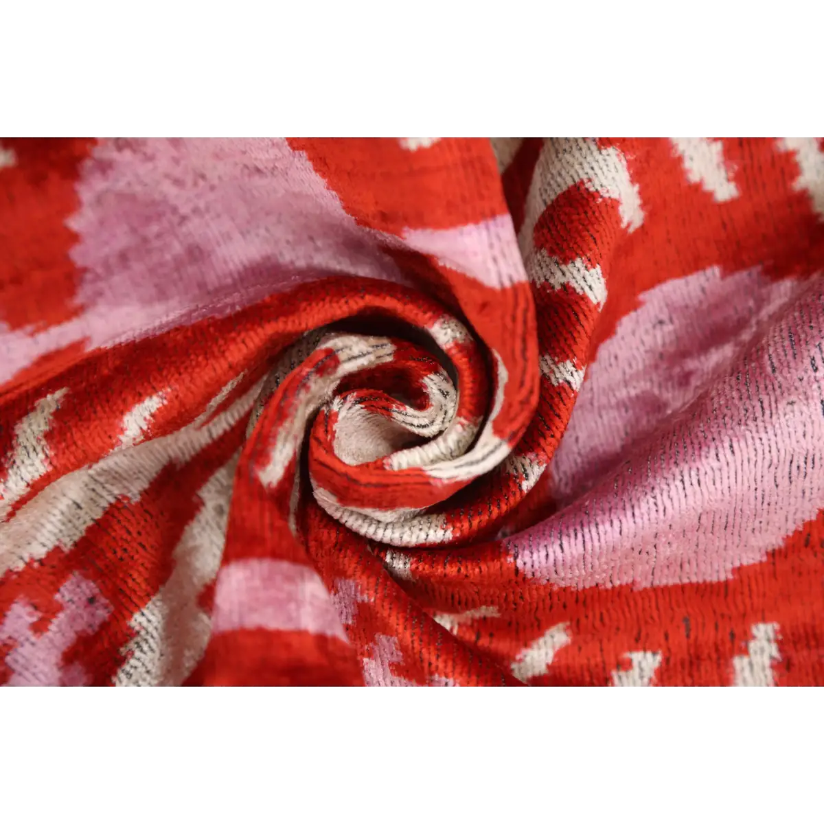 Handmade Red & Lilac Ikat Velvet Pillow – 16x16 Silk Cushion - Canvello