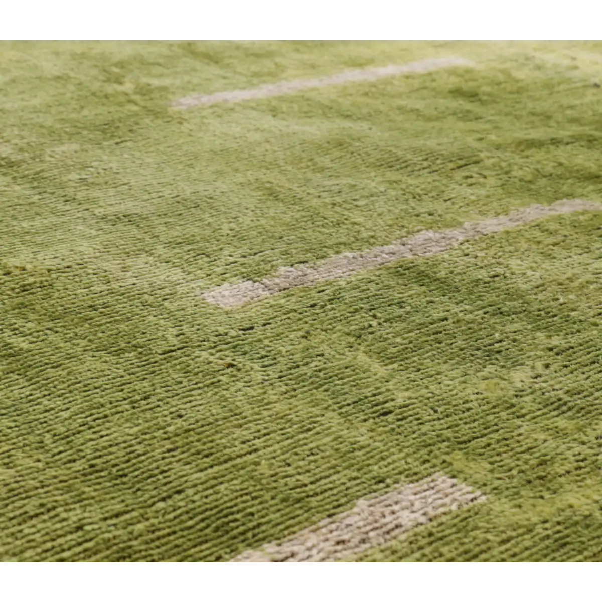 Handmade Silk Velvet Minimalist Throw Pillow - 20x20 Green with White Accent Lines Down Feather Insert - Canvello