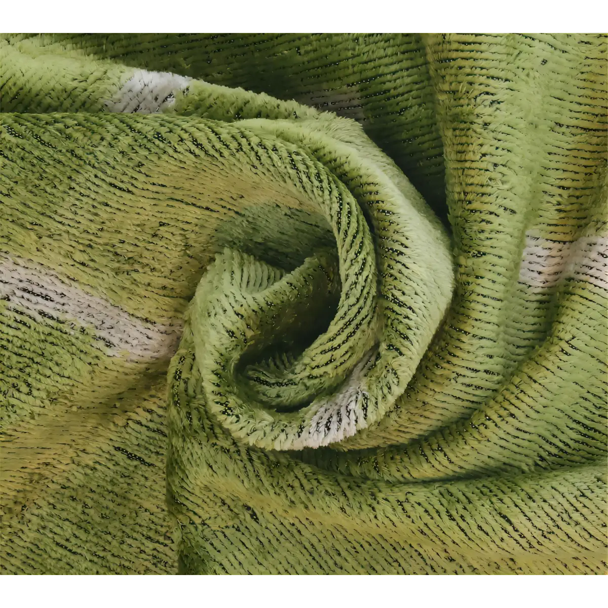 Handmade Silk Velvet Minimalist Throw Pillow - 20x20 Green with White Accent Lines Down Feather Insert - Canvello