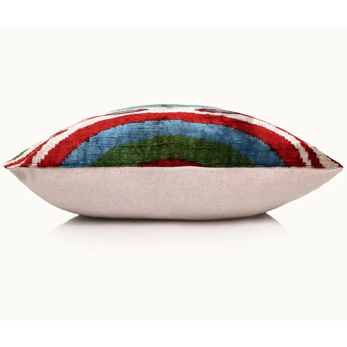 Handmade Silk Velvet Pillow 20x20 – Multicolor Ikat Circle Designer Cushion - Canvello