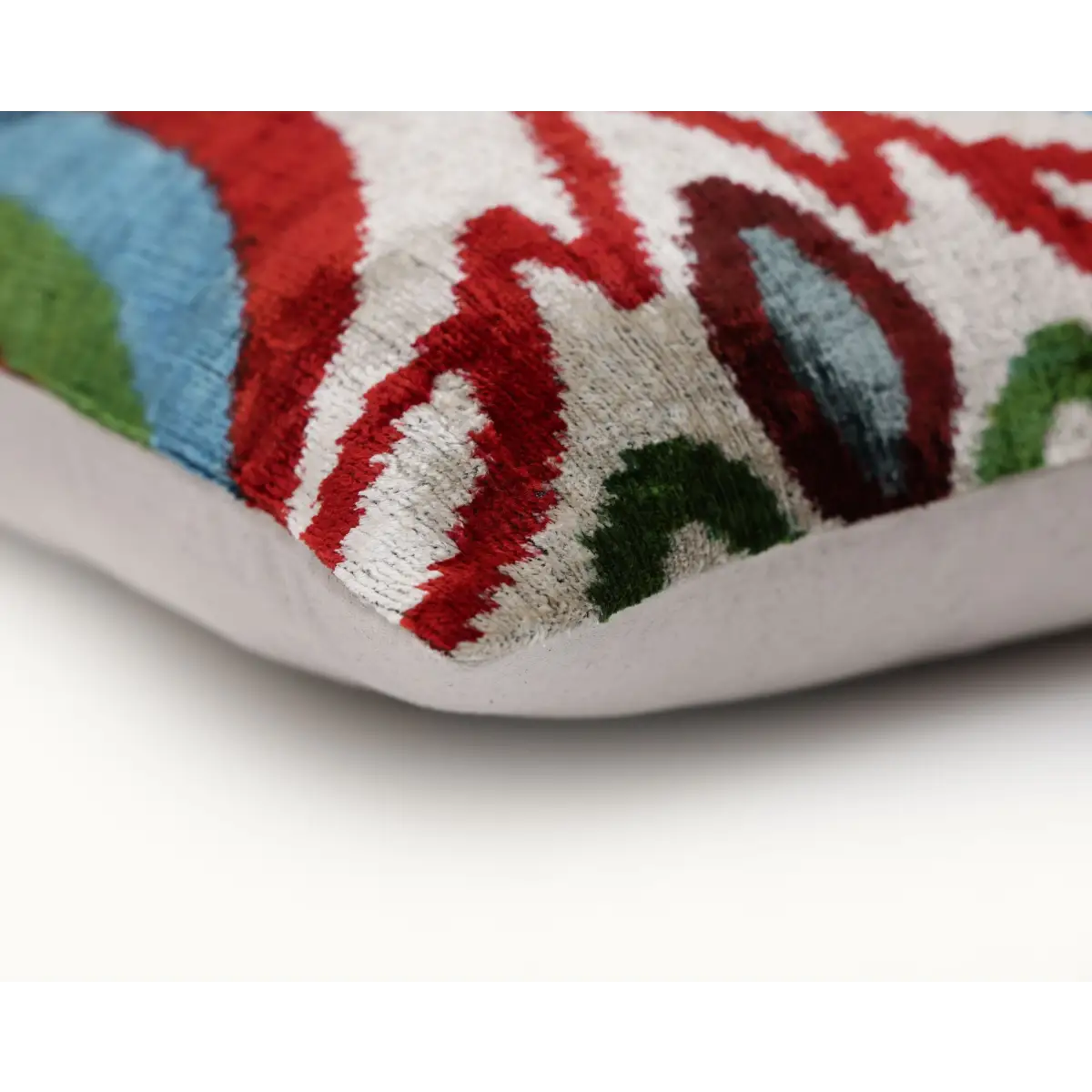 Handmade Silk Velvet Pillow 20x20 – Multicolor Ikat Circle Designer Cushion - Canvello