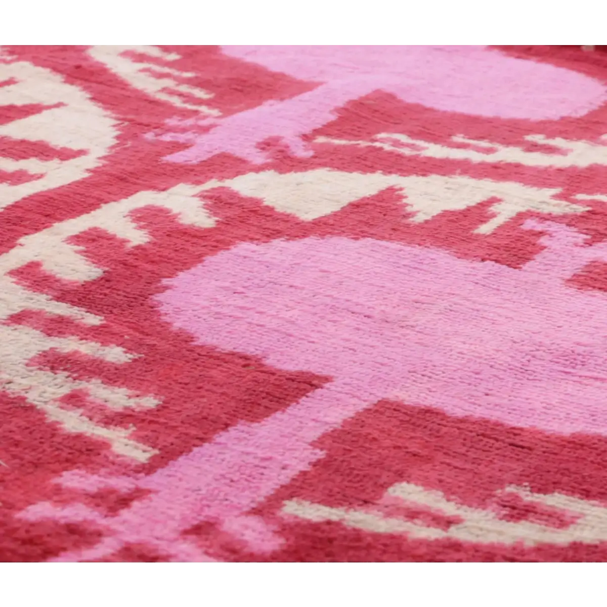 Handmade Silk Velvet Throw Pillow - 16x16 Red and Pink Traditional Design with Down Feather Insert - Canvello