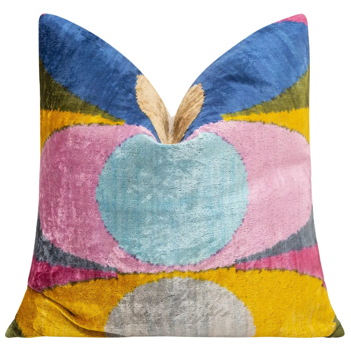 Luxury Silk Velvet Pillow - Multicolor Modern Circle Square 20x20’’ - Canvello