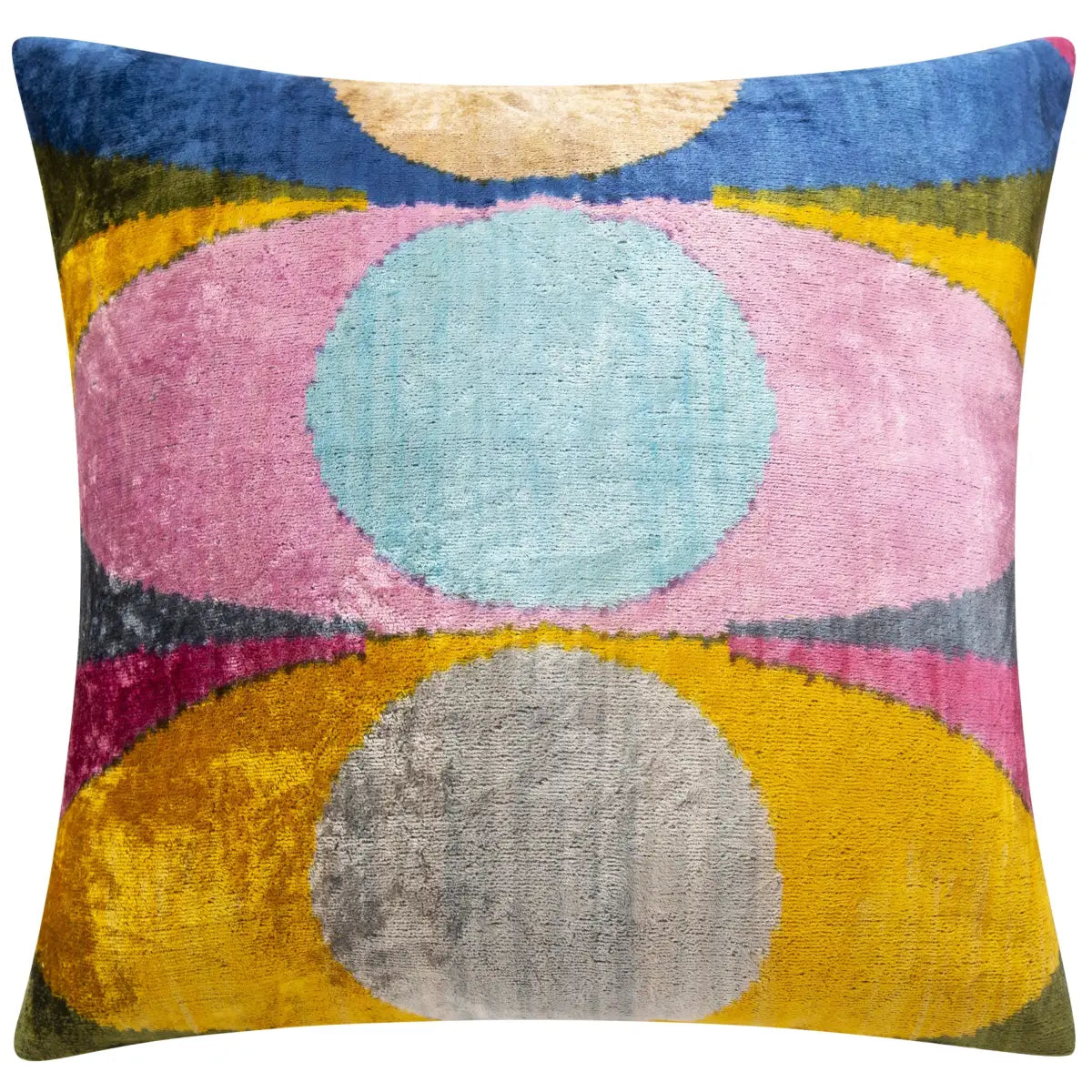 Luxury Silk Velvet Pillow - Multicolor Modern Circle Square 20x20’’ - Canvello