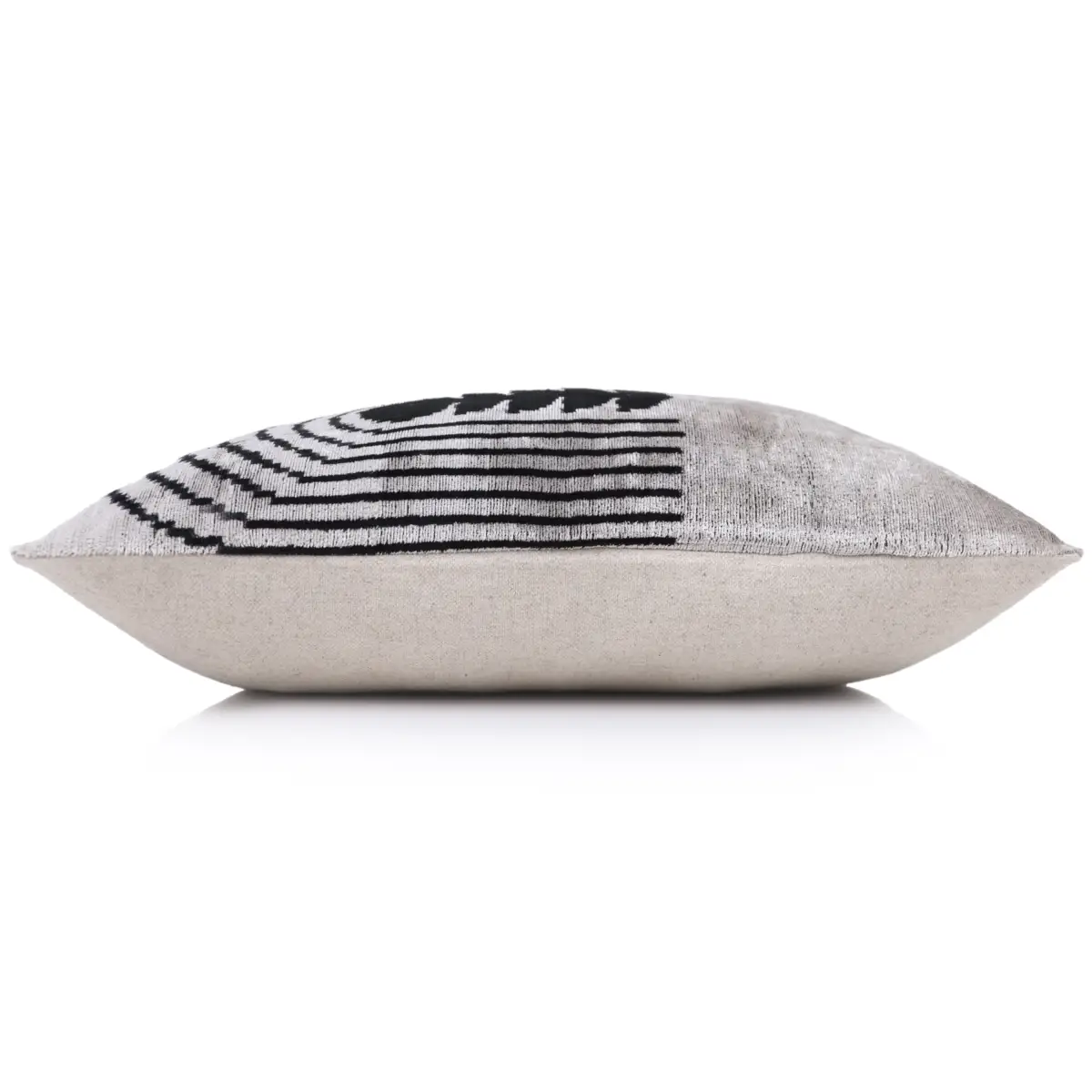 Handmade Silver Black Velvet Lumbar Pillow 16x24 – Modern Geometric Designer Cushion - Canvello