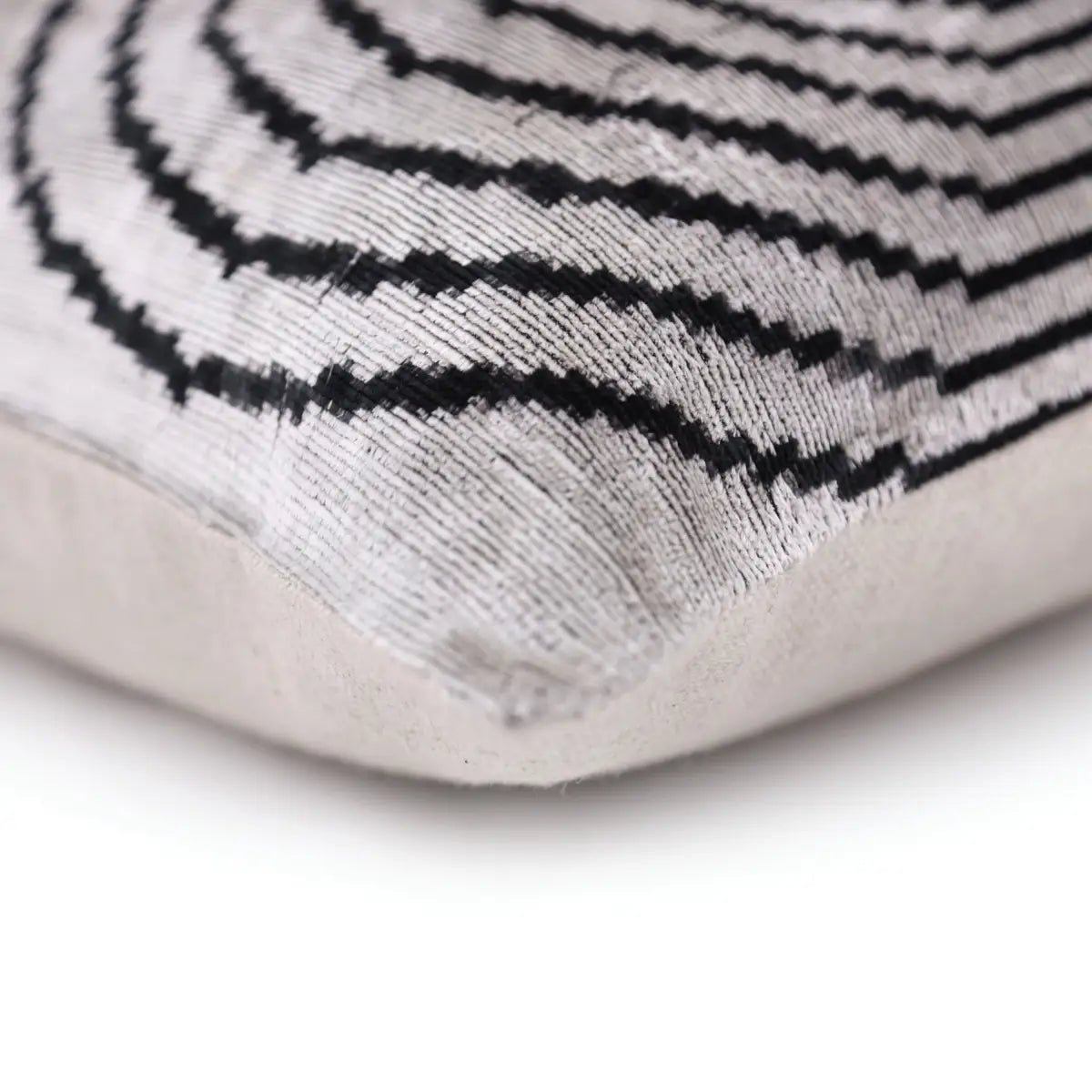 Handmade Silver Black Velvet Lumbar Pillow 16x24 – Modern Geometric Designer Cushion - Canvello