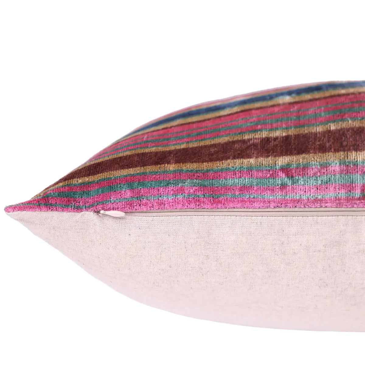 Luxury Silk Velvet Pillow – Colorful Striped Lumbar 16x24’’ - Canvello