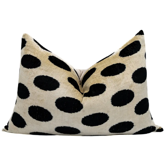 Handmade Throw Pillow Cover & Feather Insert | Black White Polka Dot| Soft Throw Pillow| Luxury Decorative for Couch