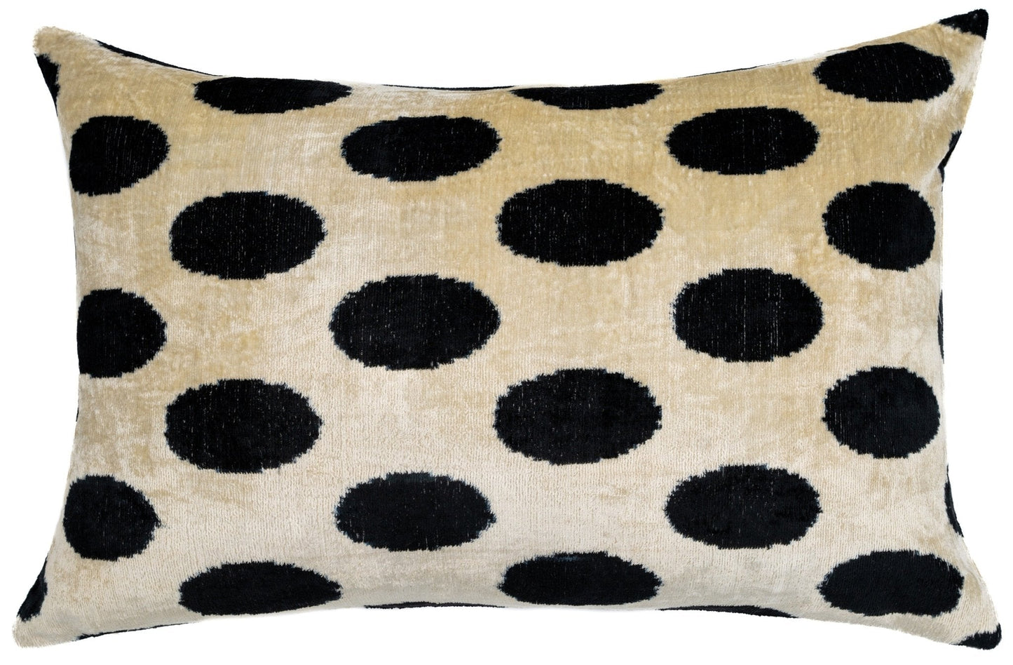 Funda de almohada hecha a mano y relleno de plumas | Lunares blancos y negros | Almohada suave | Decoración de lujo para sofá | 16 x 24 pulgadas 